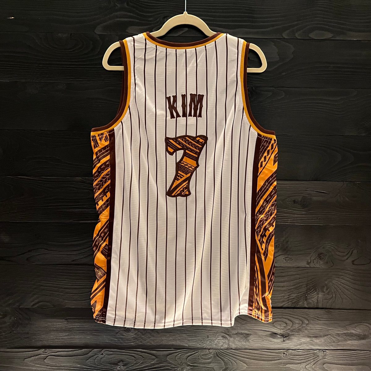 Women #7 - White Tribal Brown Pinstripes | AW-001a