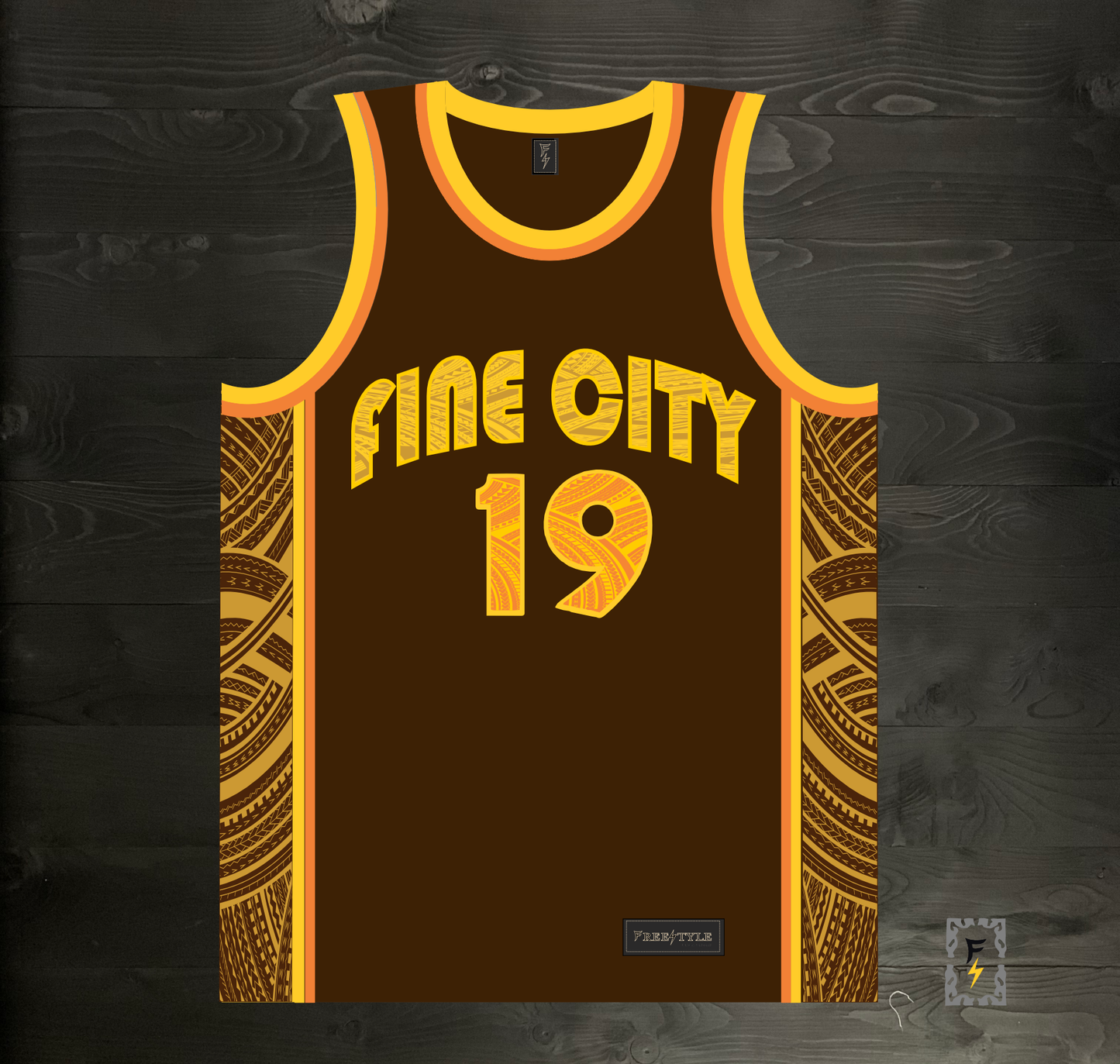 A-002m CUSTOM Brown Orange Tribalz Basketball Jersey ALL SIZES - MADE ORDER