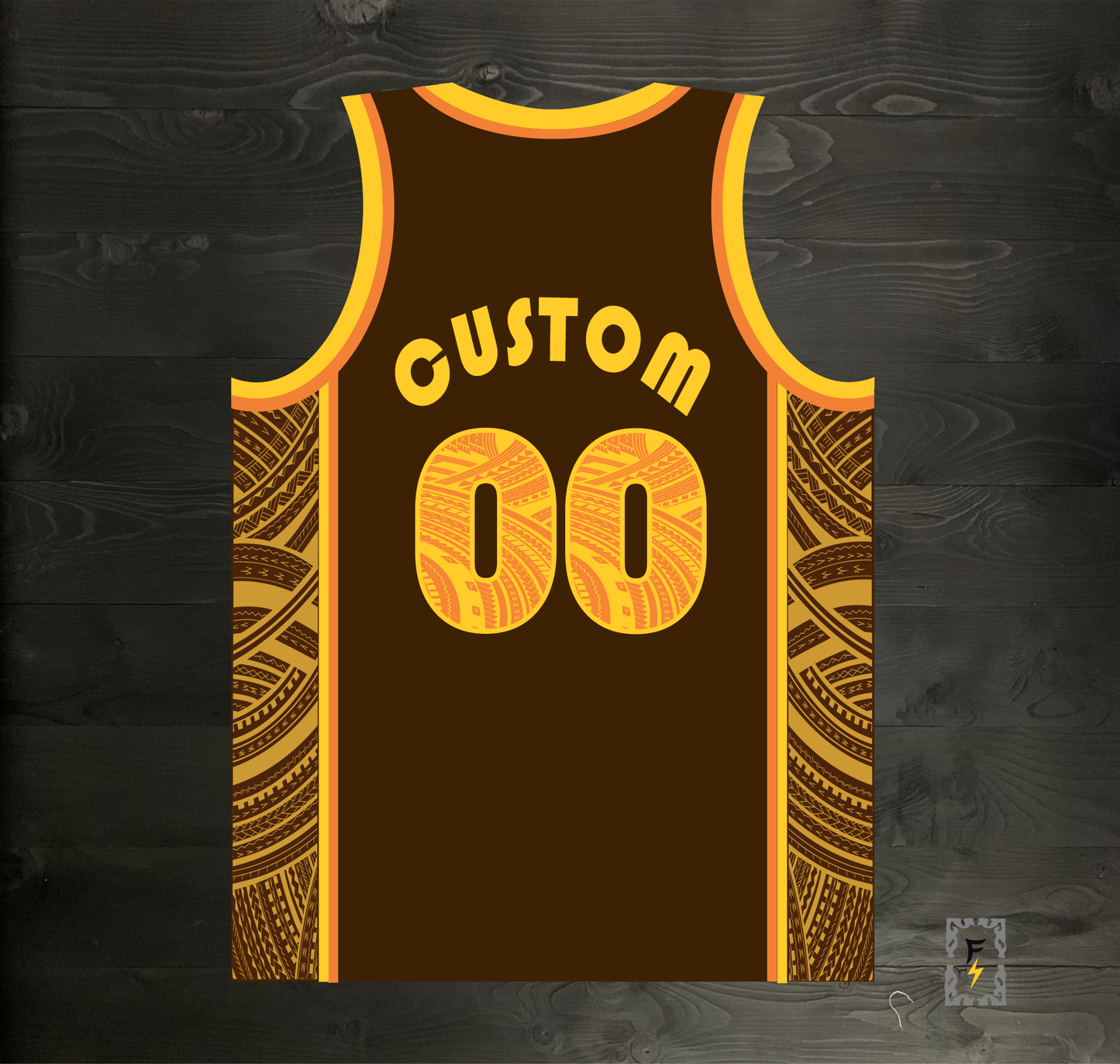 A-002m CUSTOM Brown Orange Tribalz Basketball Jersey ALL SIZES - MADE ORDER