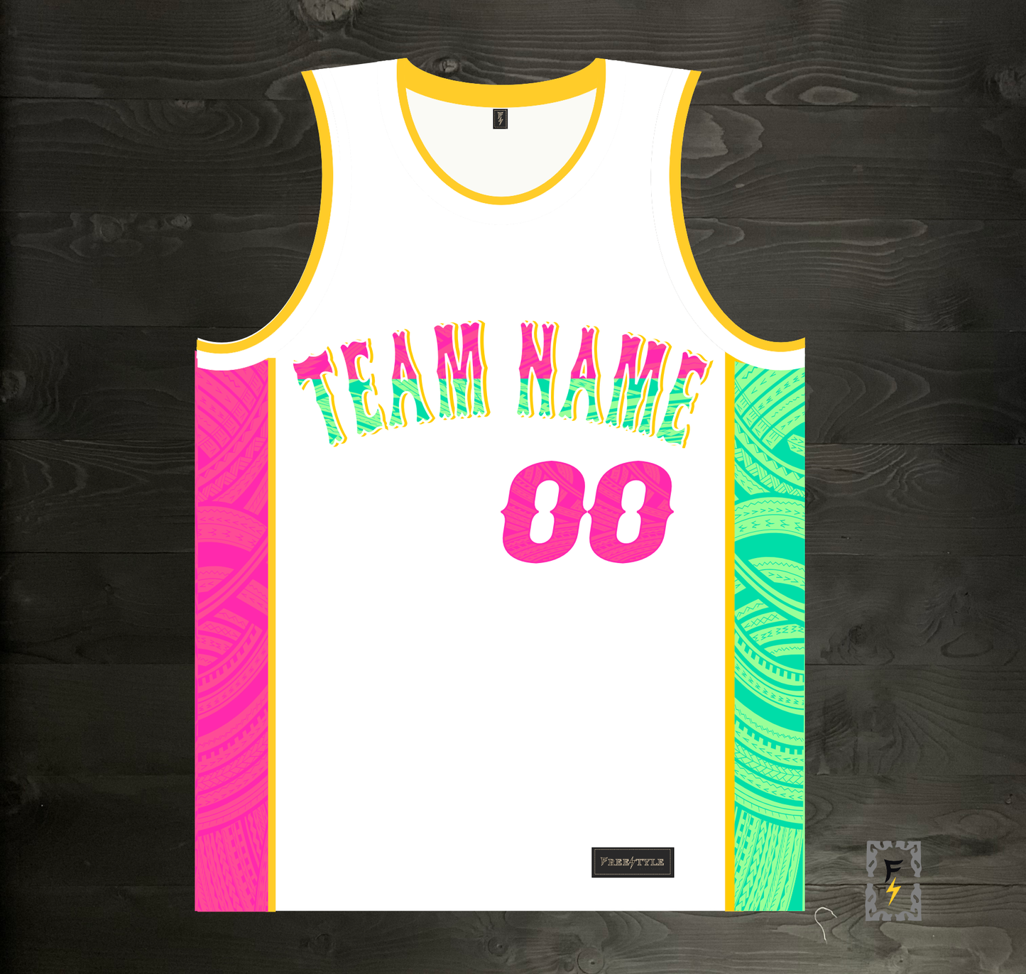 A-003m CUSTOM White Mint Pink Tribalz Basketball Jersey ALL SIZES - MADE ORDER