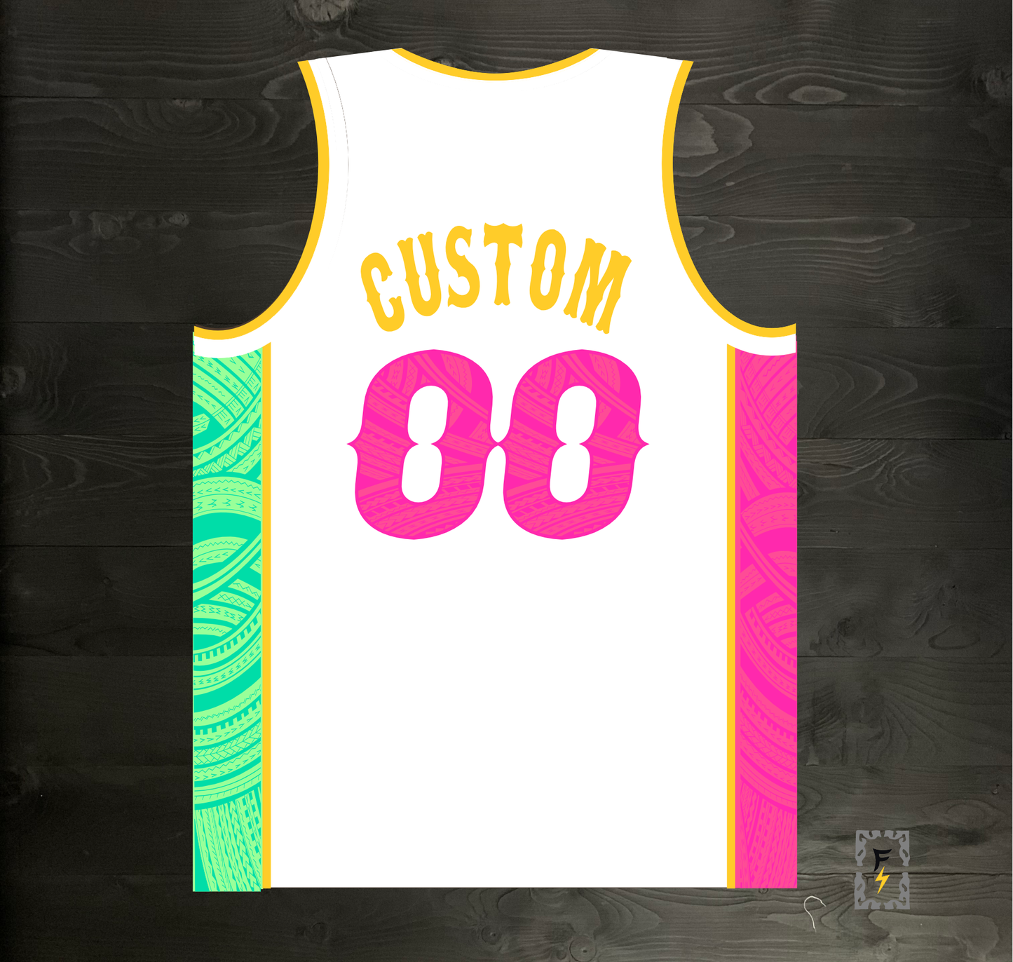 A-003m CUSTOM White Mint Pink Tribalz Basketball Jersey ALL SIZES - MADE ORDER