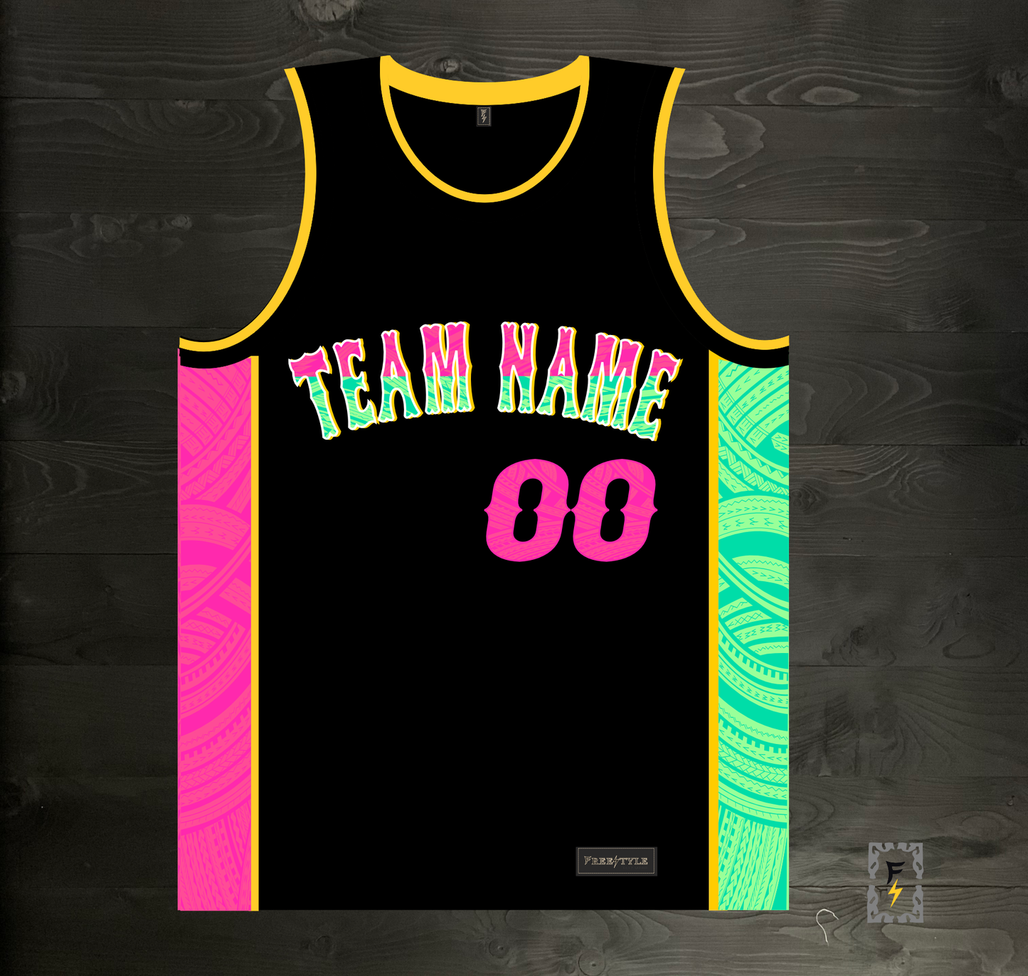 A-004m CUSTOM Black Mint Pink Tribalz Basketball Jersey ALL SIZES - MADE ORDER