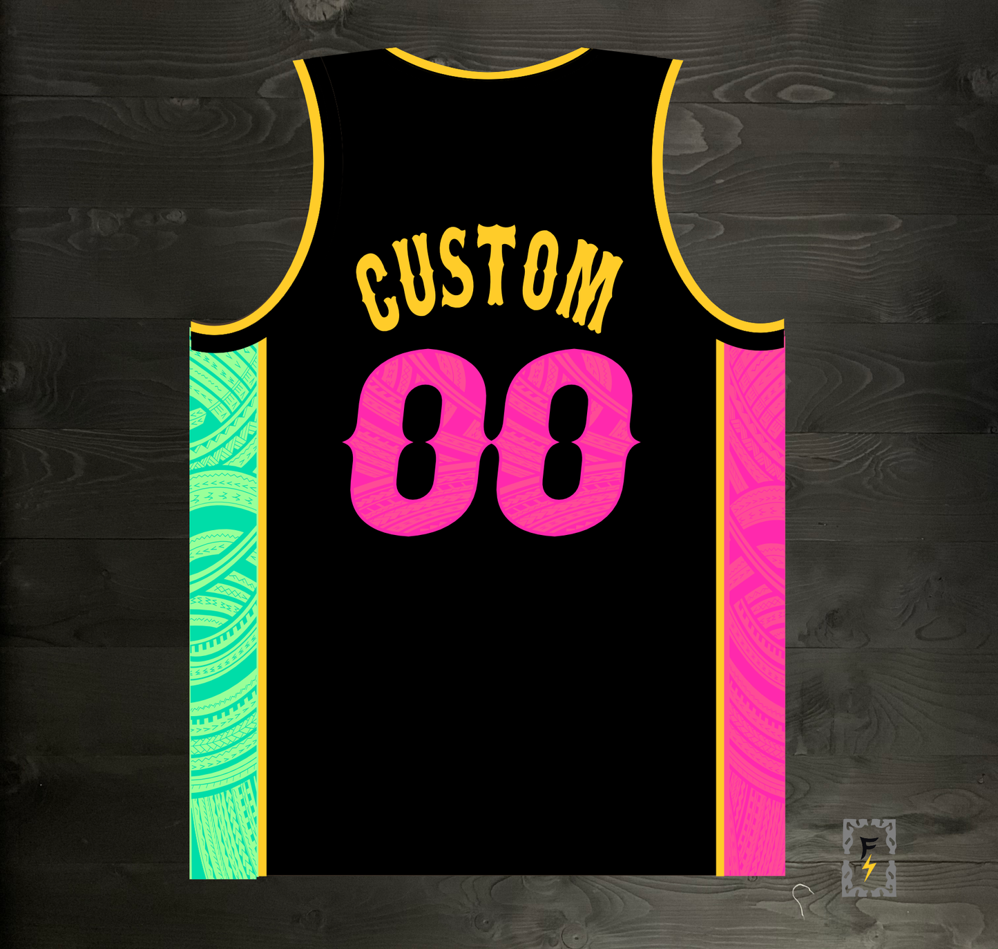 A-004m CUSTOM Black Mint Pink Tribalz Basketball Jersey ALL SIZES - MADE ORDER