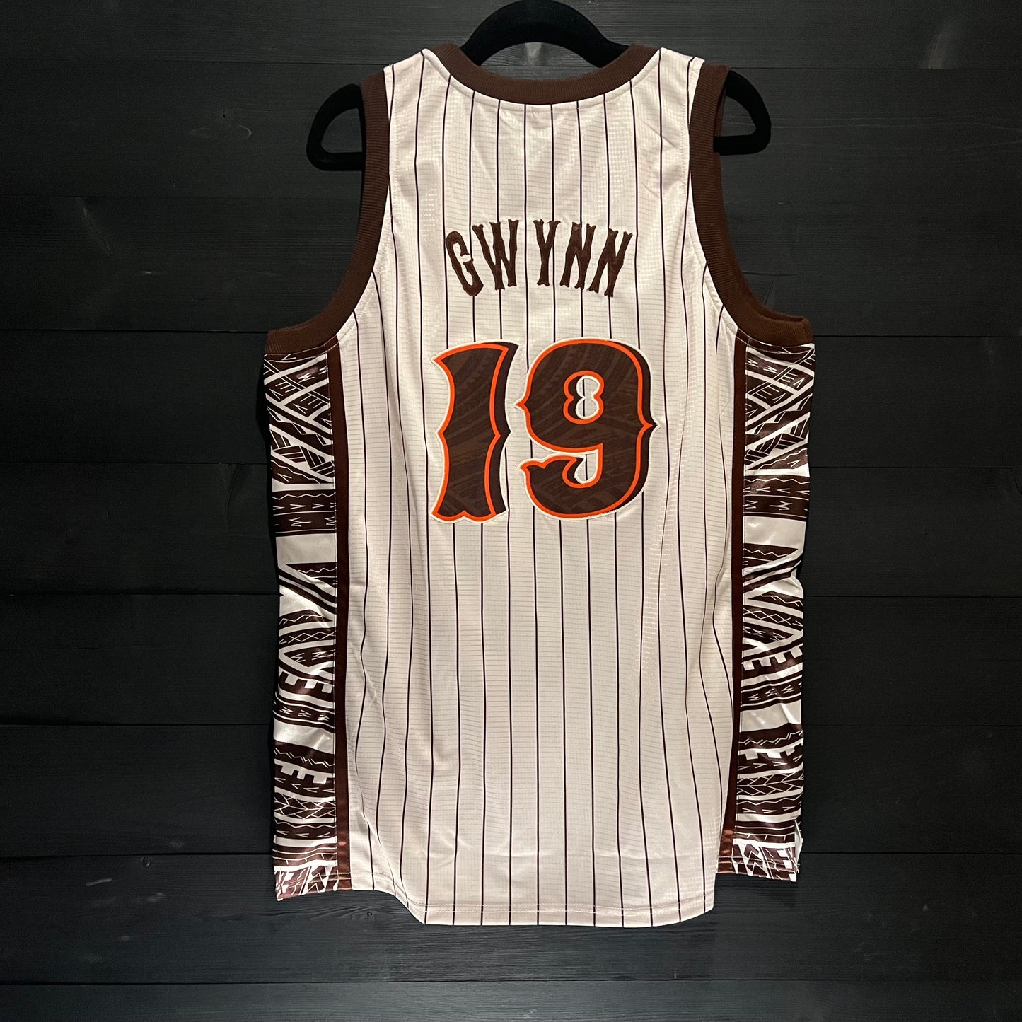 A-021m #19 Creme Brown Orange Pinstripes Tribalz - MADE TO ORDER - ALL SIZES