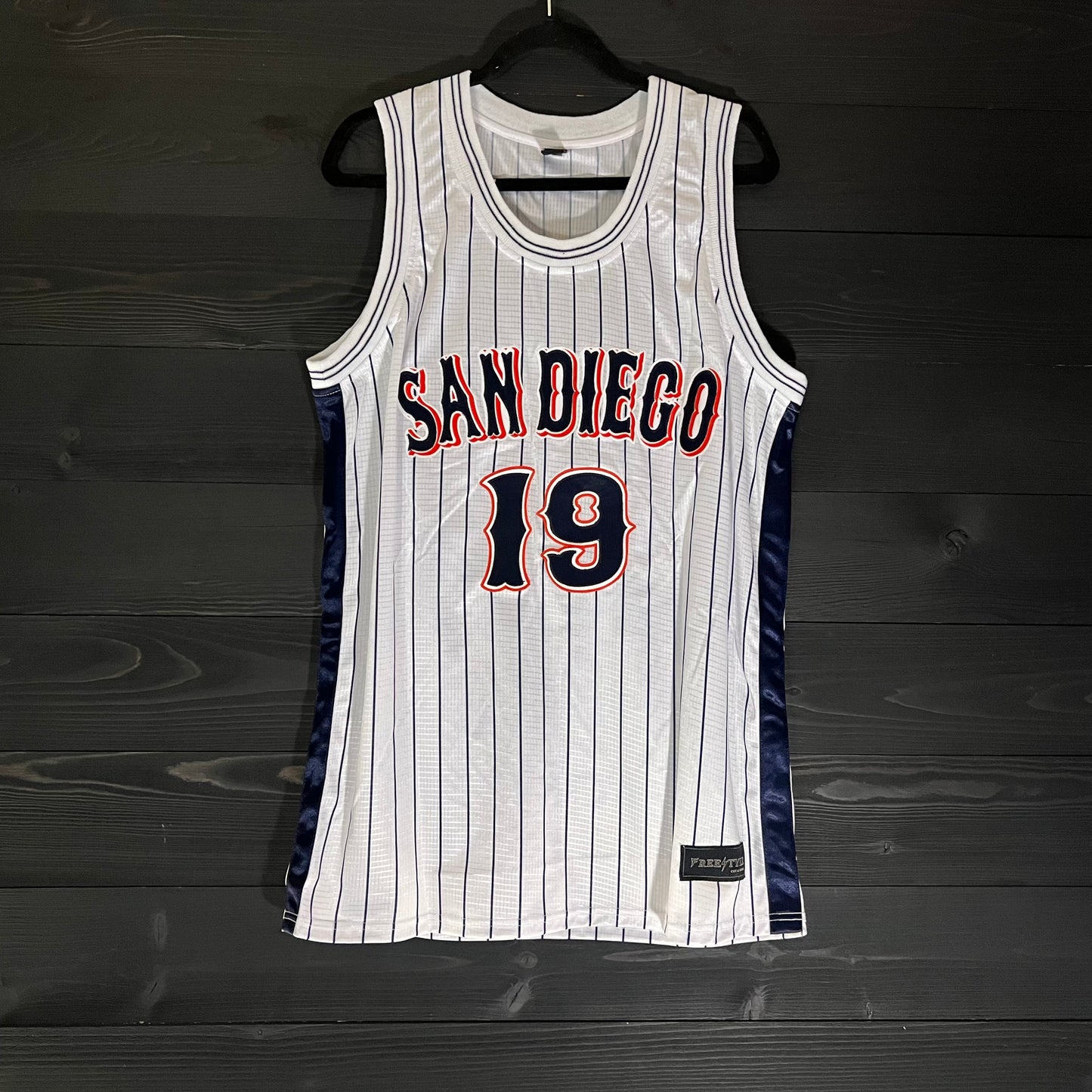 A-019m #19 White Navy Orange Pinstripes Tribalz - MADE TO ORDER - ALL SIZES