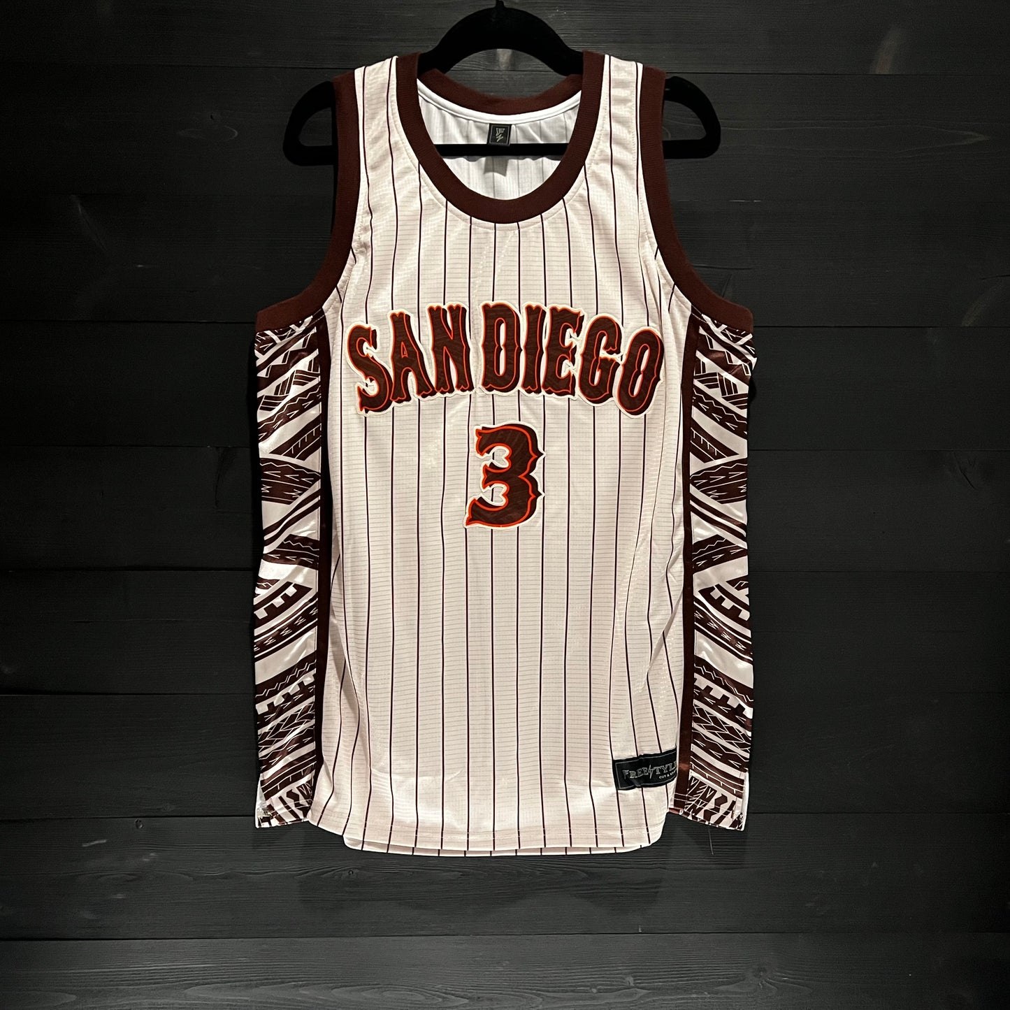 A-021m #3 Creme Brown Orange Pinstripes Tribalz - MADE TO ORDER - ALL SIZES