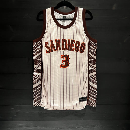 A-021m #3 Creme Brown Orange Pinstripes Tribalz - MADE TO ORDER - ALL SIZES