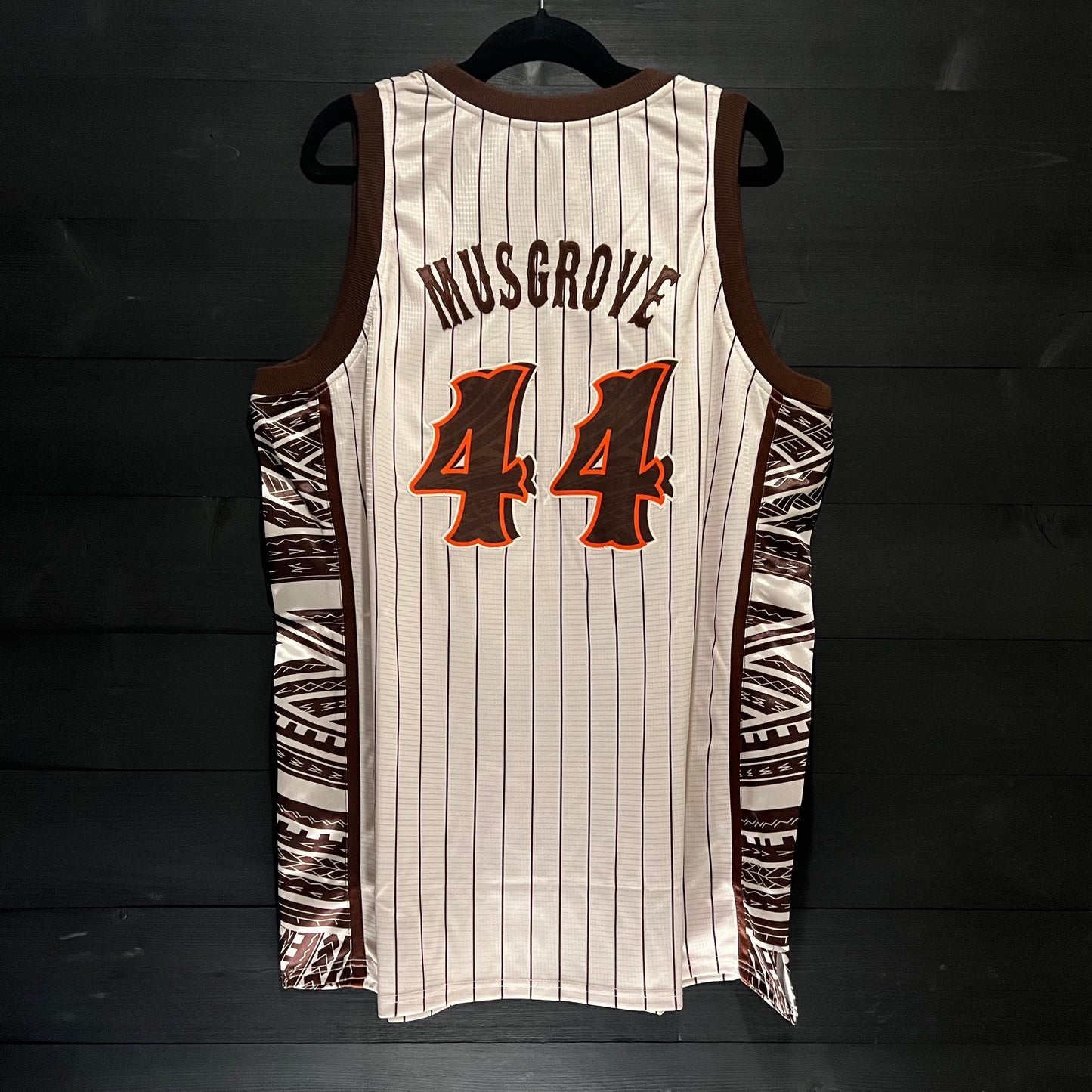 A-021m #44 Creme Brown Orange Pinstripes Tribalz - MADE TO ORDER - ALL SIZES