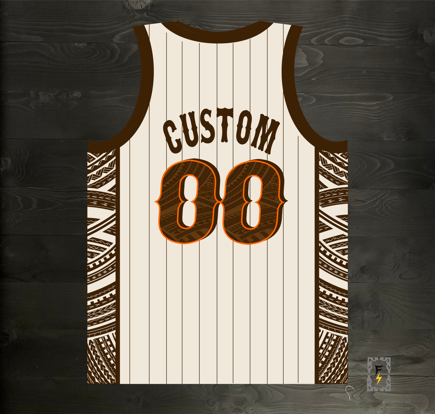 A-021m CUSTOM Creme Brown Orange Tribalz Basketball Jersey ALL SIZES- MADE ORDER