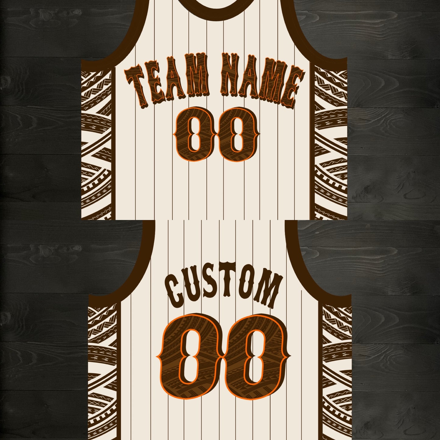 A-021m CUSTOM Creme Brown Orange Tribalz Basketball Jersey ALL SIZES- MADE ORDER