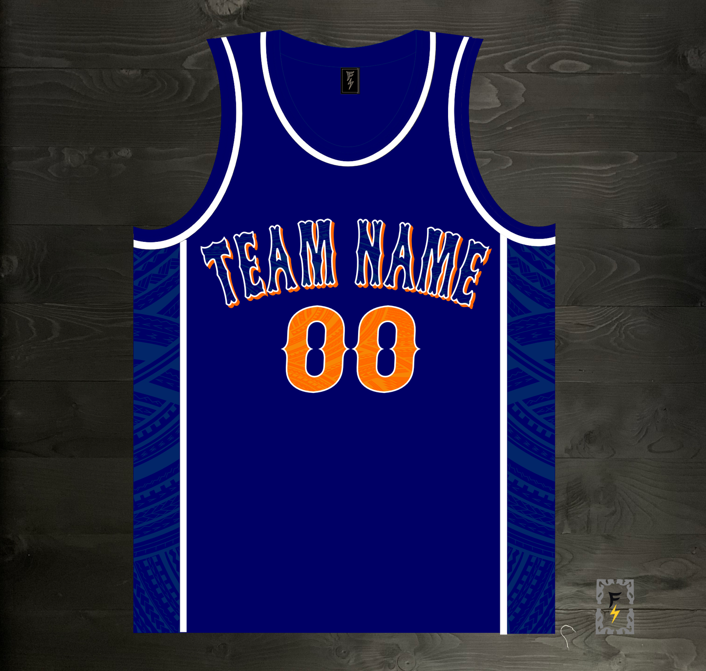 A-022m CUSTOM Navy Orange White Tribalz Basketball Jersey ALL SIZES - MADE ORDER