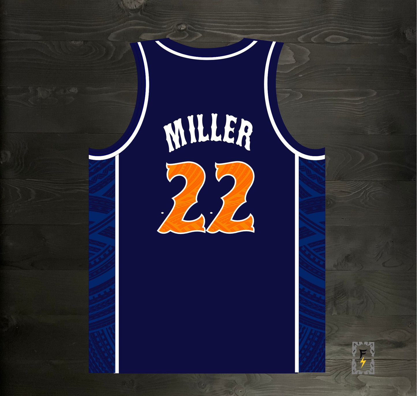 A-022m #22 Navy White Orange Tuscan - MADE TO ORDER - ALL SIZES