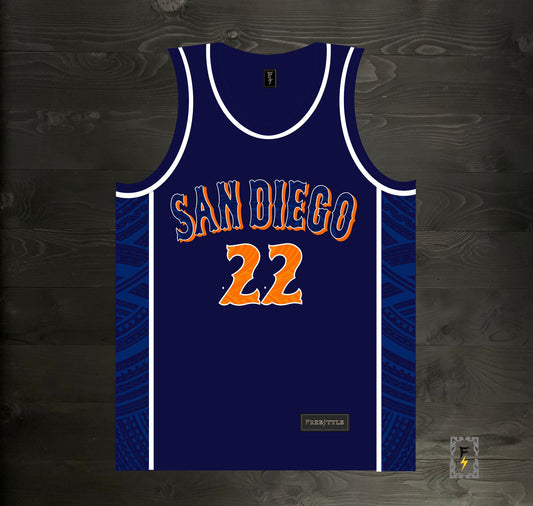 A-022m #22 Navy White Orange Tuscan - MADE TO ORDER - ALL SIZES