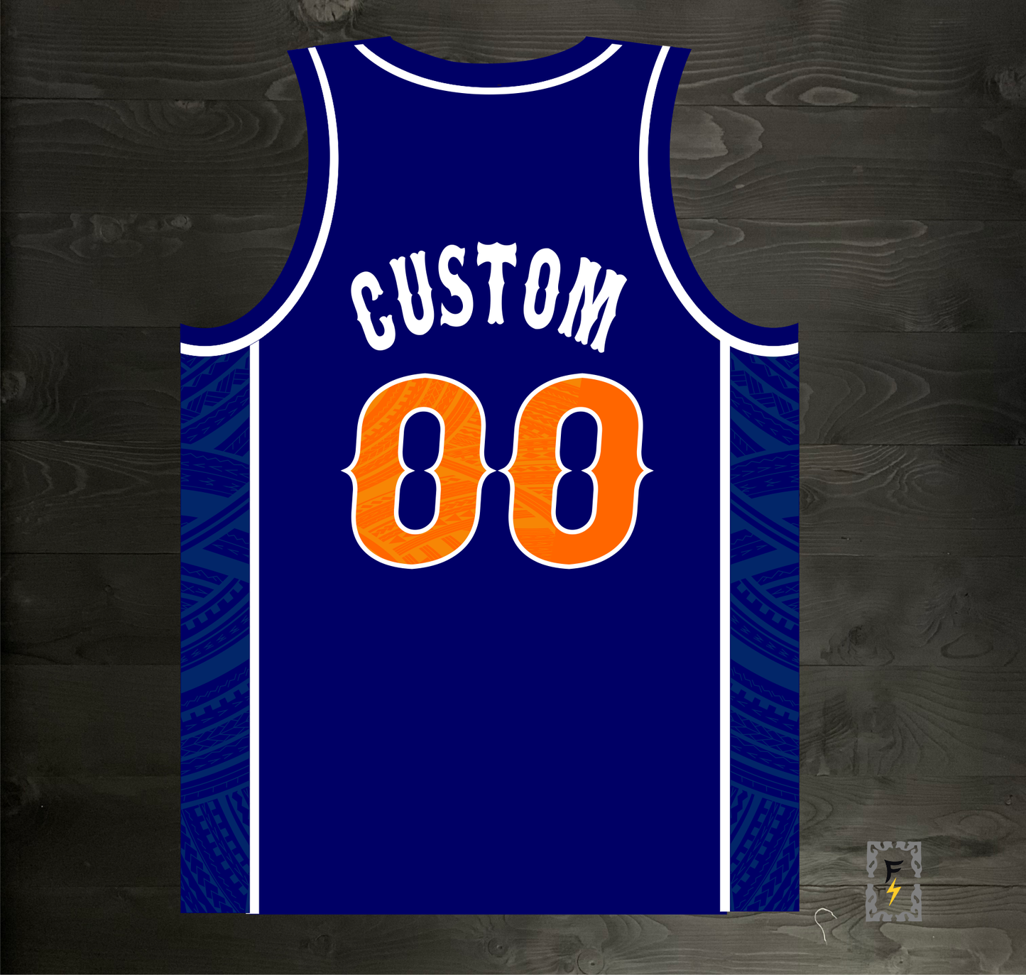 A-022m CUSTOM Navy Orange White Tribalz Basketball Jersey ALL SIZES - MADE ORDER