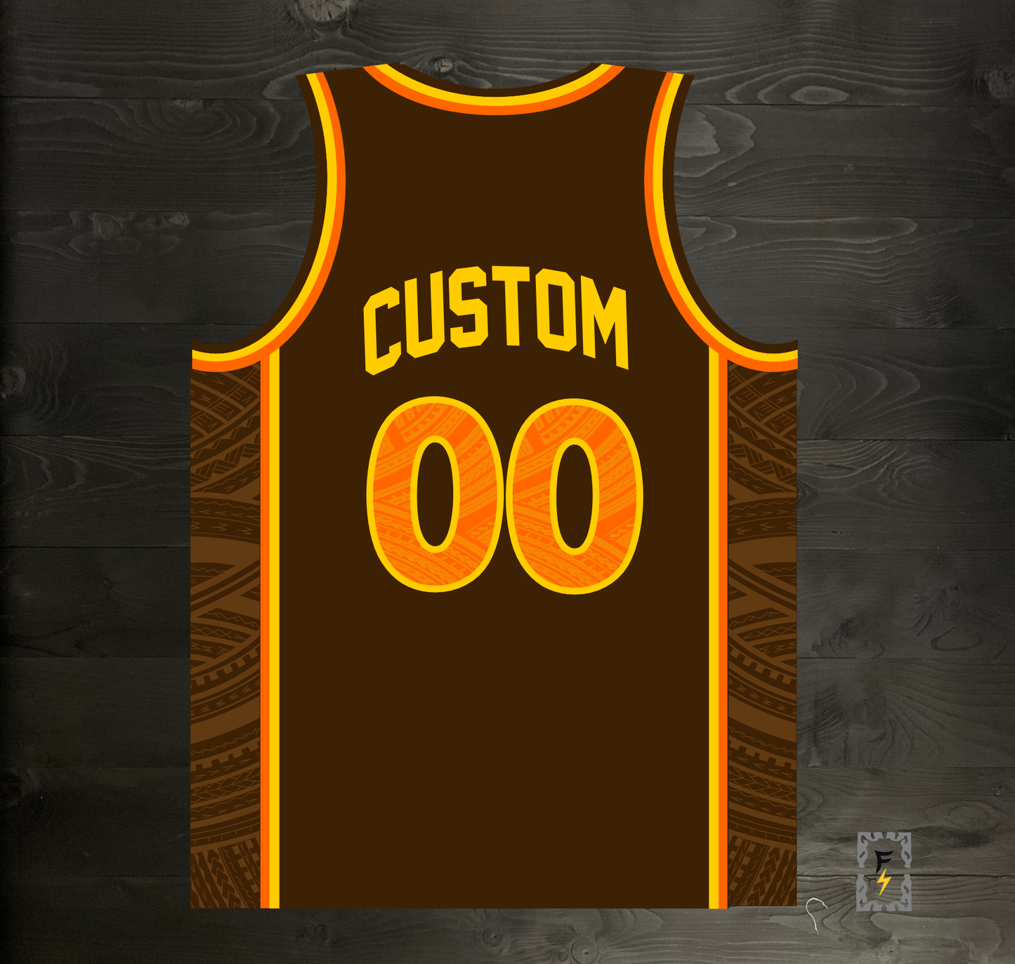 A-024m CUSTOM Brown Orange Tribalz Basketball Jersey ALL SIZES - MADE ORDER