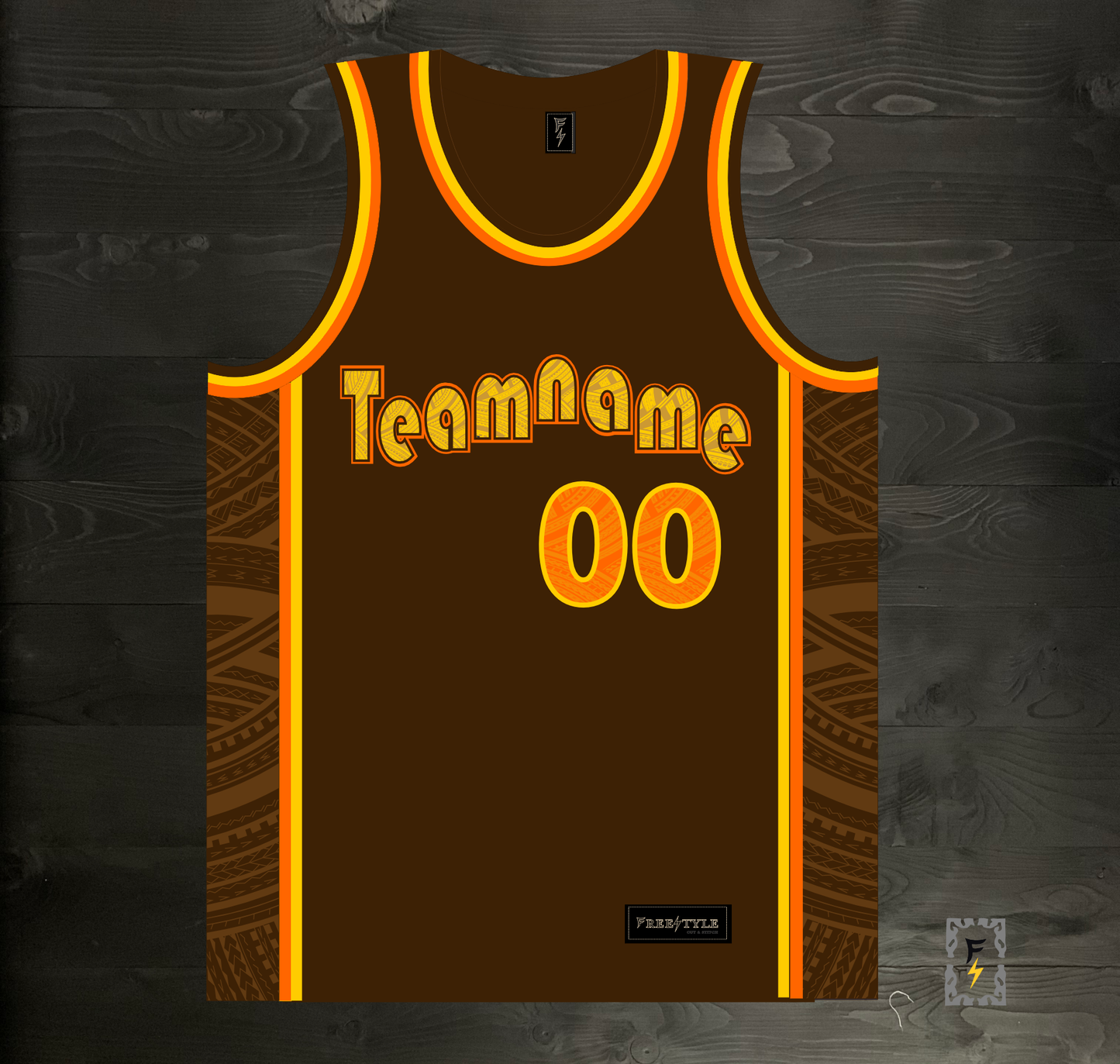 A-024m CUSTOM Brown Orange Tribalz Basketball Jersey ALL SIZES - MADE ORDER