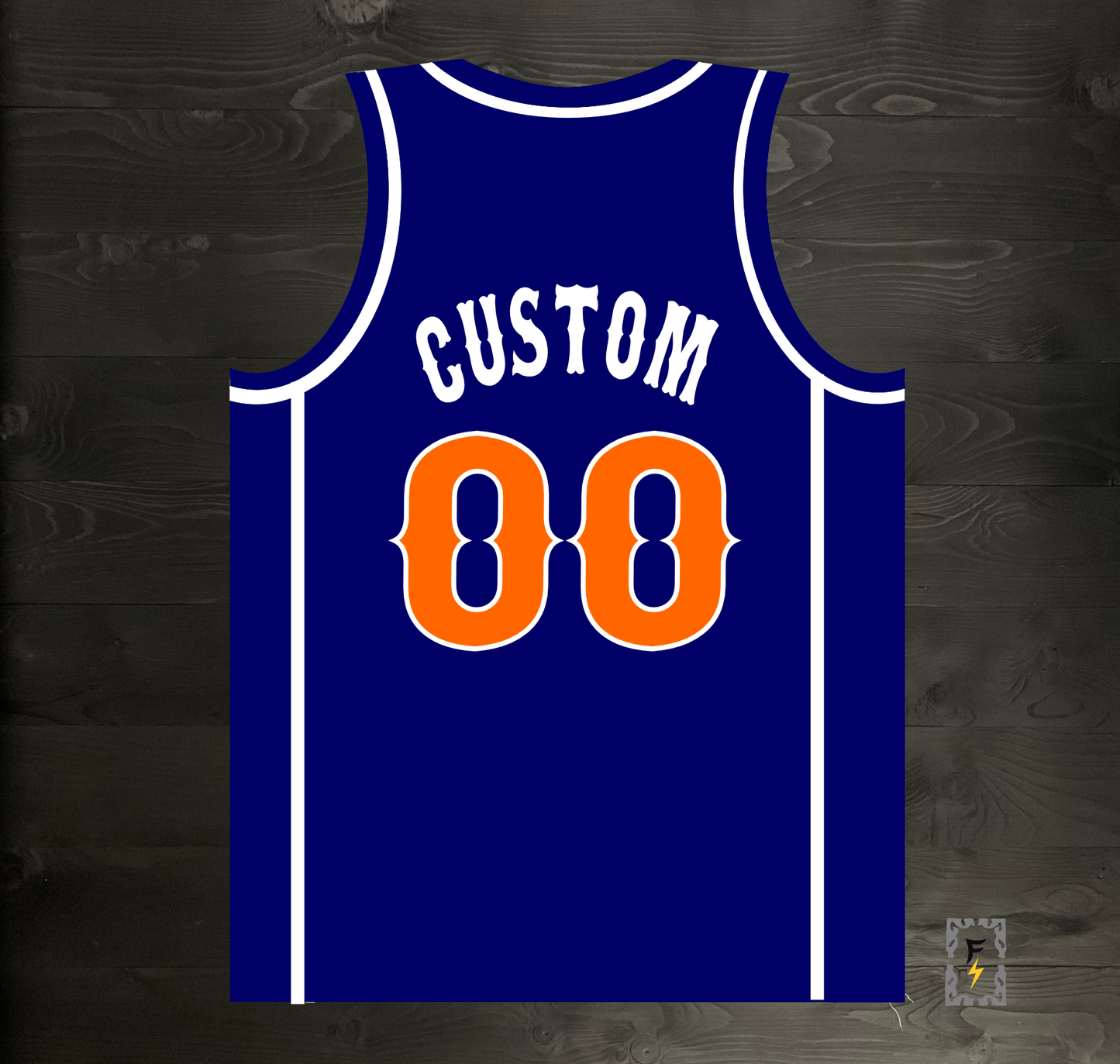 A-027m CUSTOM Pyramid Navy Orange WhiteBasketball Jersey ALL SIZES - MADE ORDER