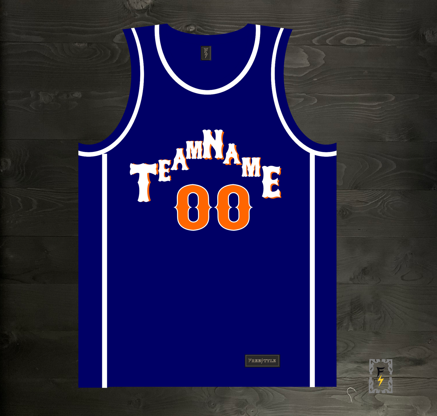 A-027m CUSTOM Pyramid Navy Orange WhiteBasketball Jersey ALL SIZES - MADE ORDER