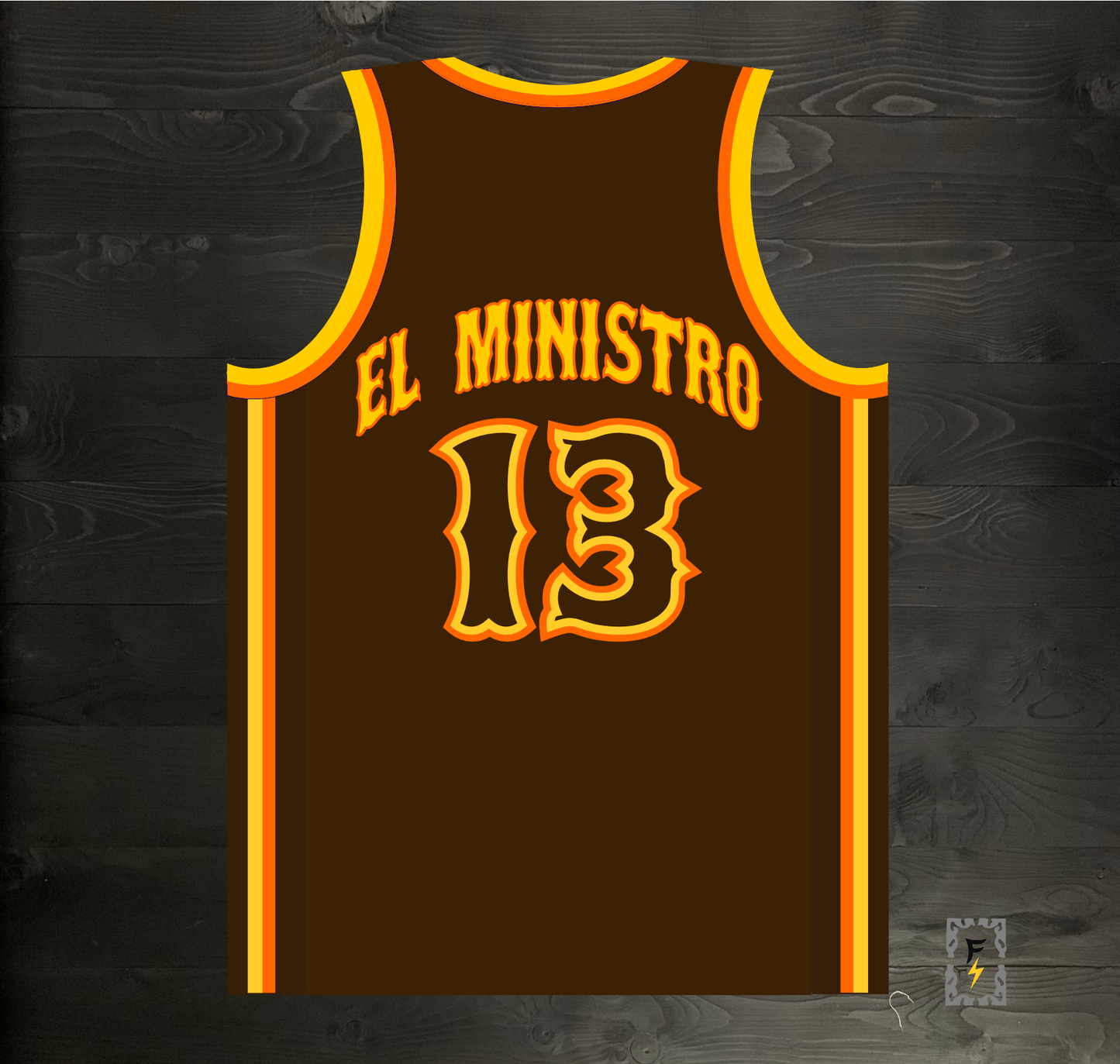 A-103m #13 EL MINISTRO Brown Orange Yellow on Brown - MADE TO ORDER