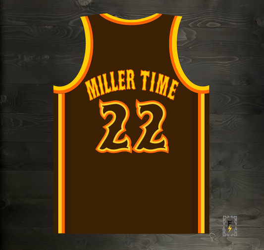 A-103m #22 MILLER TIME Brown Orange Yellow on Brown - MADE TO ORDER