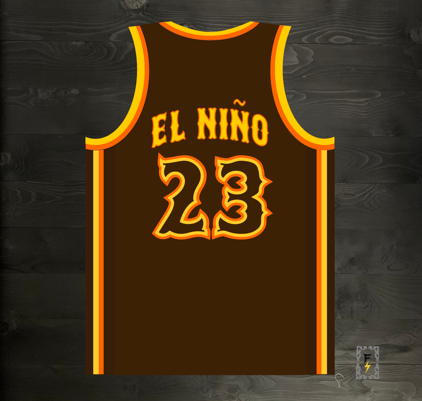 A-103m #23 EL NINO Brown Orange Yellow on Brown - MADE TO ORDER