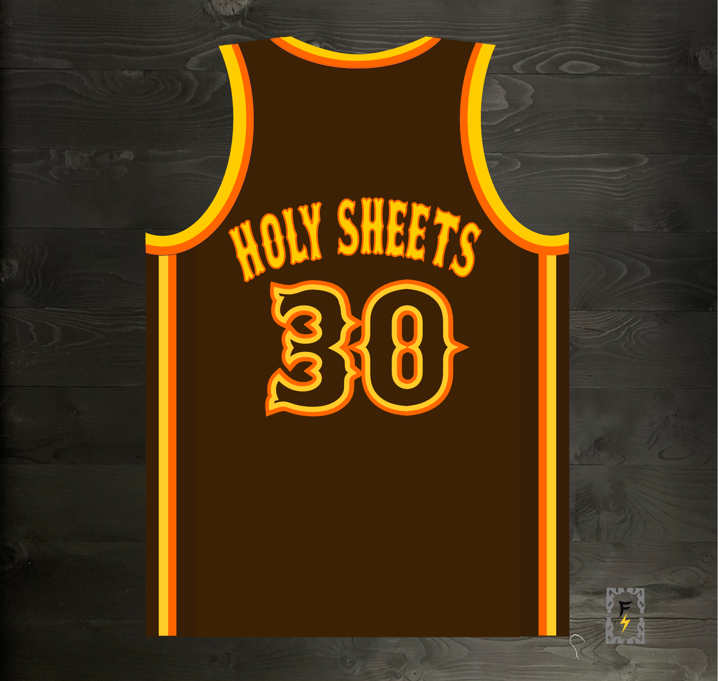 A-103m #30 HOLY SHEETS Brown Orange Yellow on Brown - MADE TO ORDER