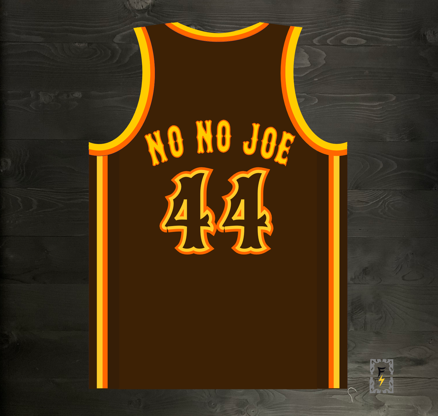 A-103m #44 NO NO JOE Brown Orange Yellow on Brown - MADE TO ORDER