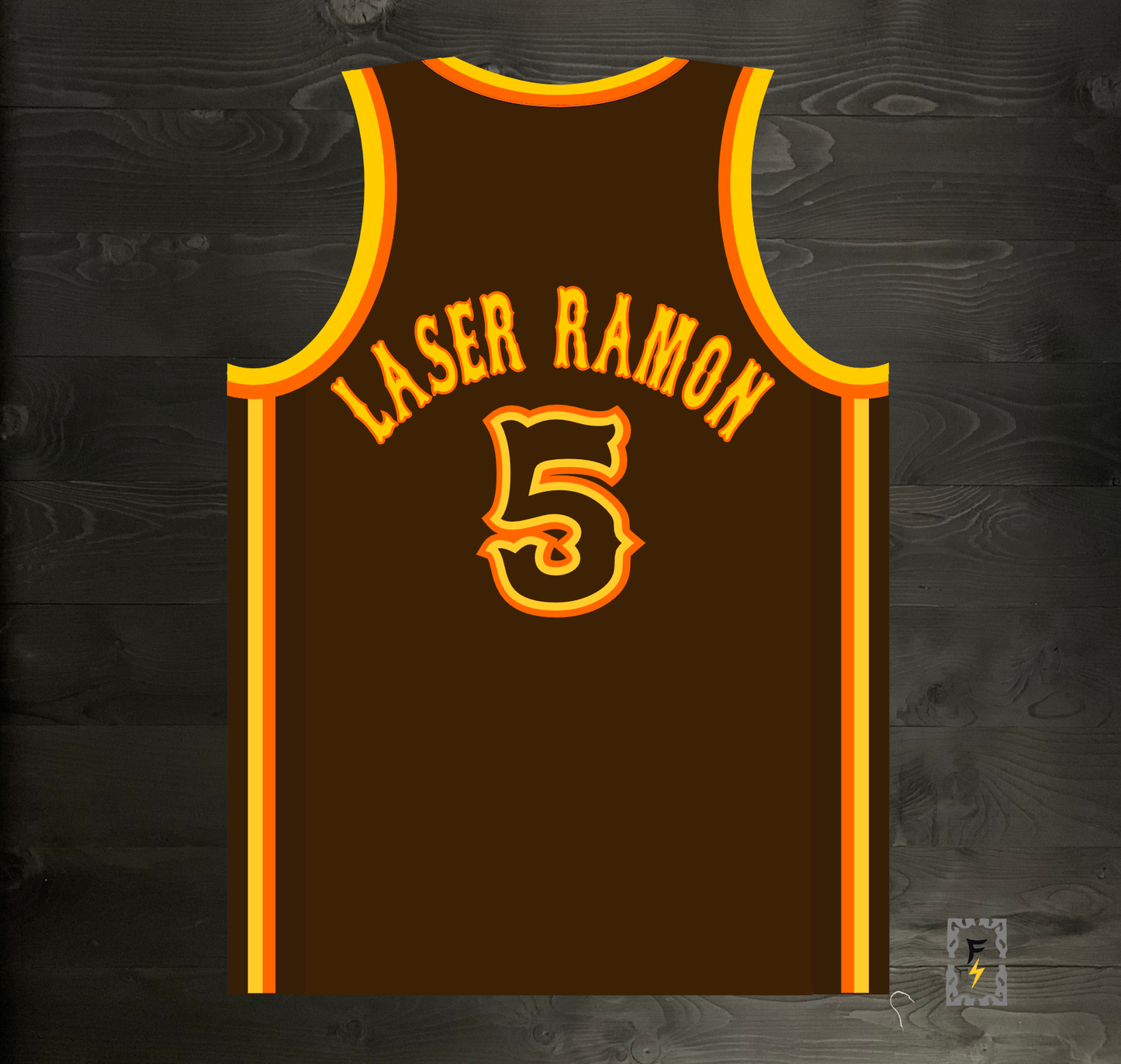 A-103m #5 LASER RAMON Brown Orange Yellow on Brown - MADE TO ORDER