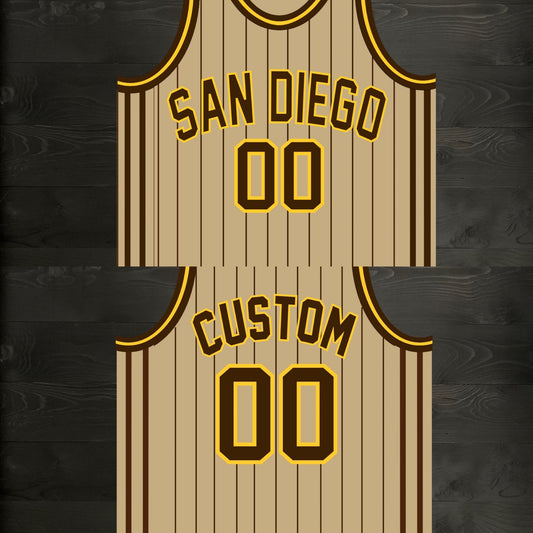 A-105m CUSTOM Name and # Sand Bown Pinstripes - MADE TO ORDER