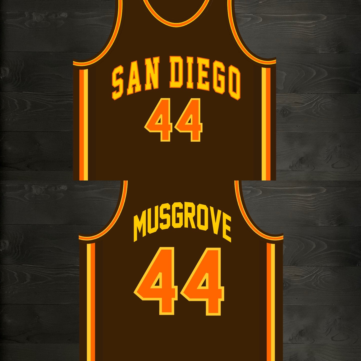A-115m #44 Brown Yellow Orange Basketball Jersey - MADE TO ORDER