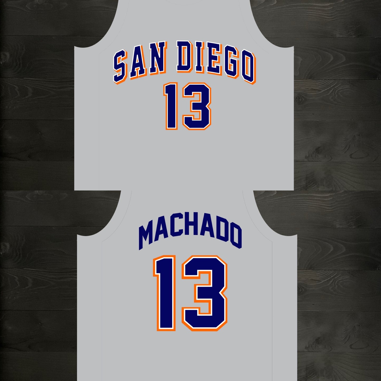 A-117m #13 Gray Navy Orange White Basketball Jersey - MADE TO ORDER