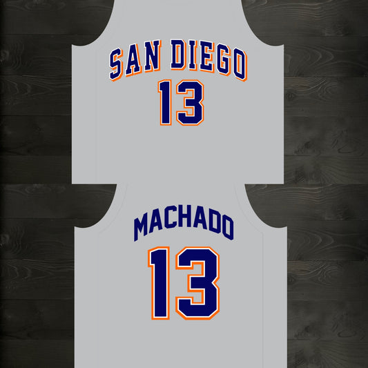 A-117m #13 Gray Navy Orange White Basketball Jersey - MADE TO ORDER