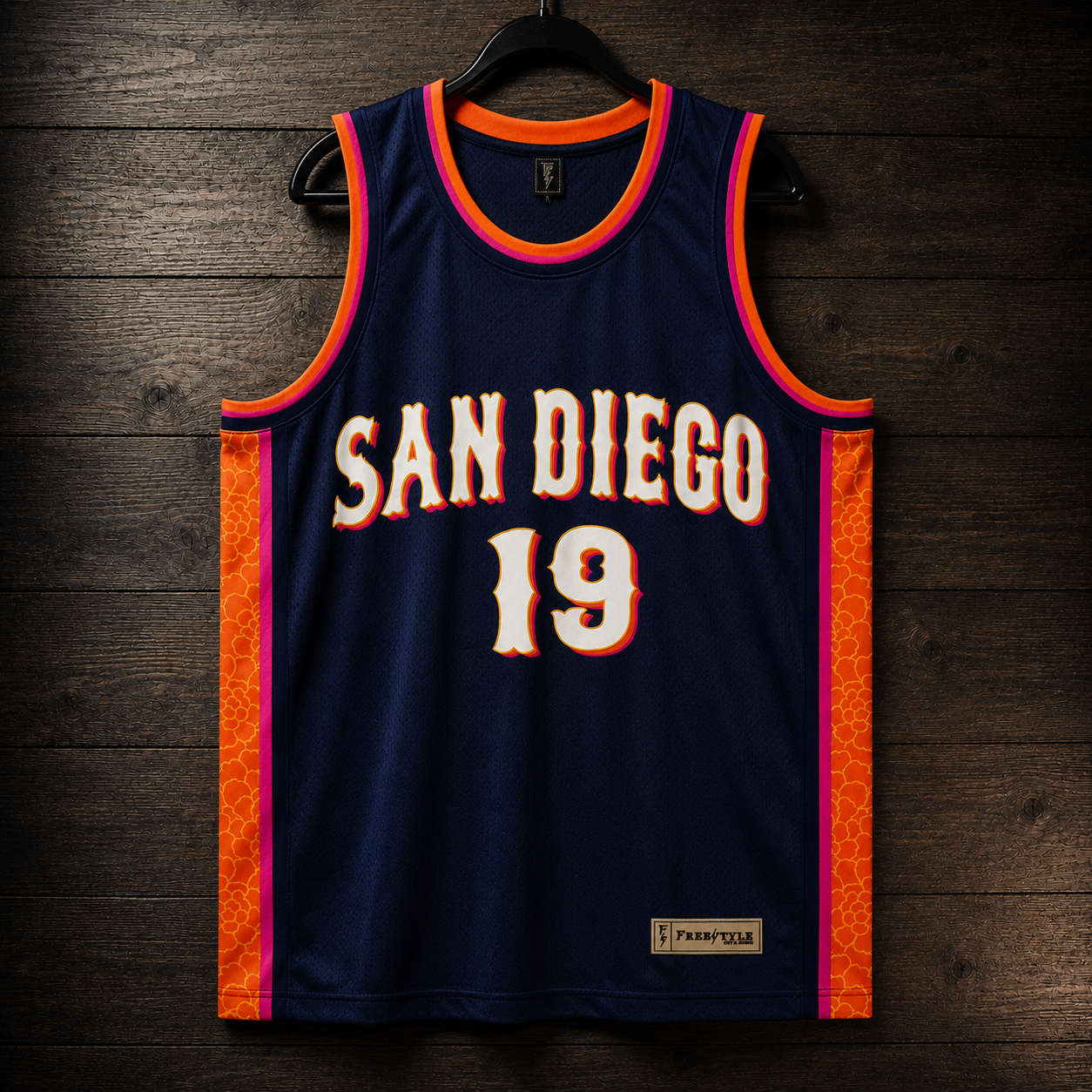 A-120m FAITHFUL Custom # Navy White Marigold Magenta Basketball Jersey - MADE TO ORDER