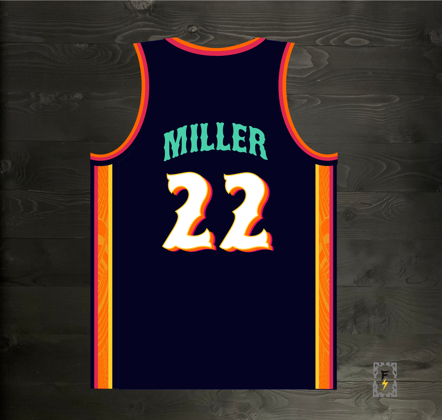 A-120m #22 Navy Orange White Pink Basketball Jersey - MADE TO ORDER