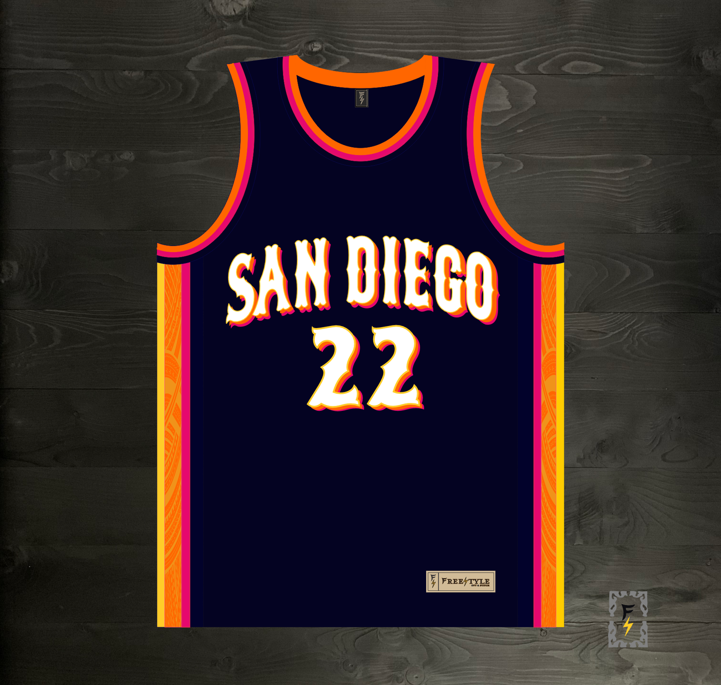 A-120m #22 Navy Orange White Pink Basketball Jersey - MADE TO ORDER