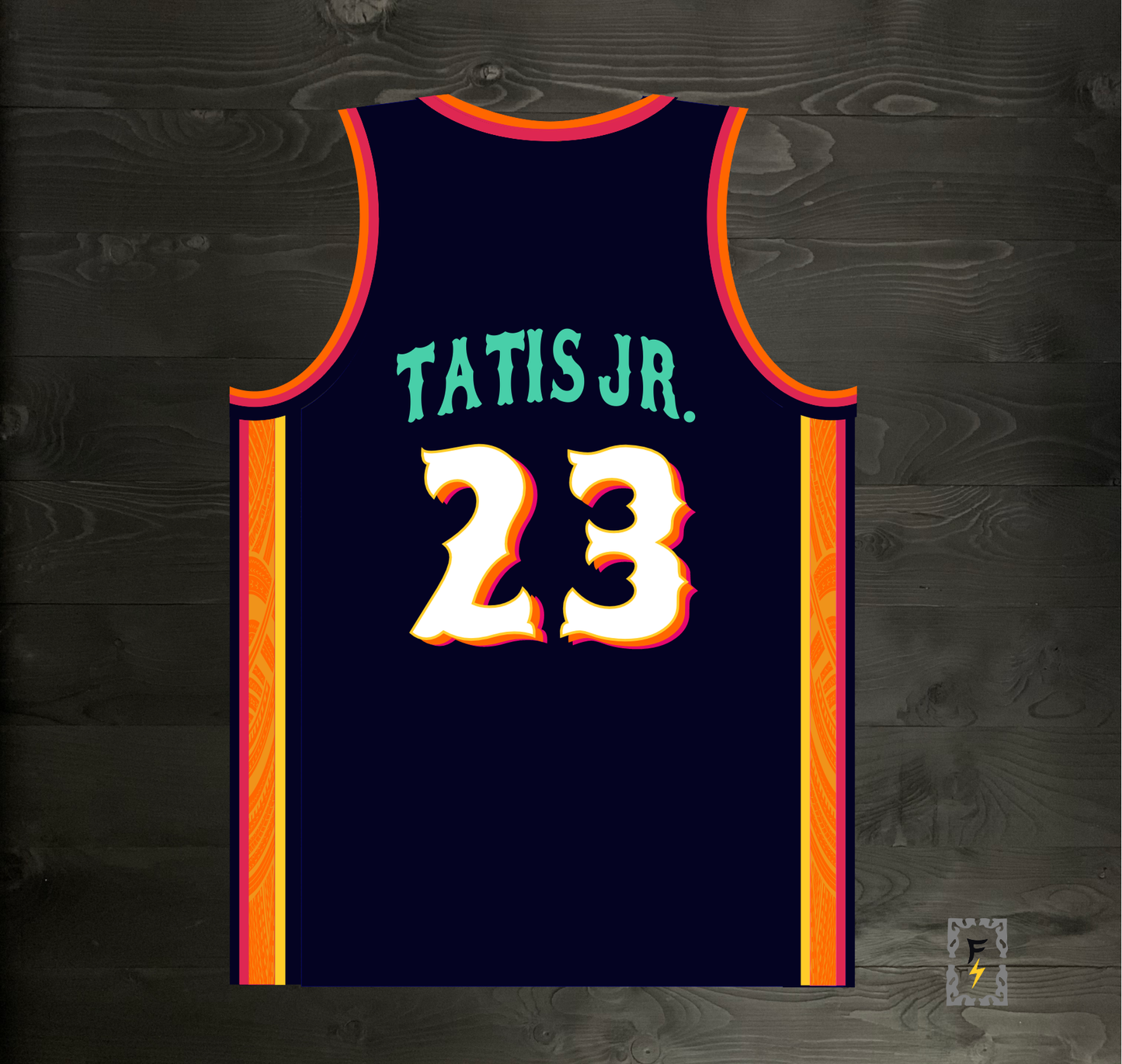 A-120m #23 Navy Orange White Pink Basketball Jersey - MADE TO ORDER