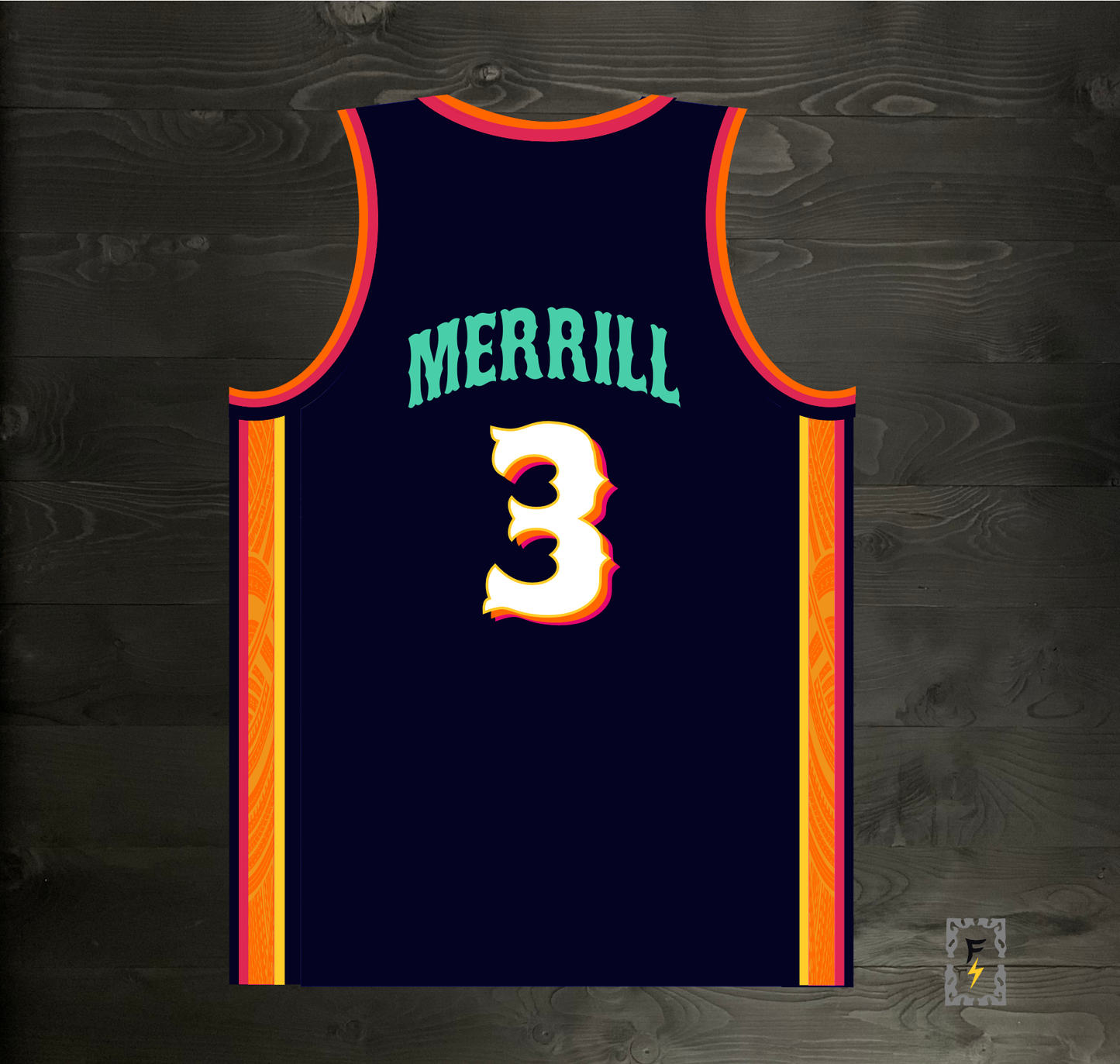 A-120m #3 Navy Orange White Pink Basketball Jersey - MADE TO ORDER