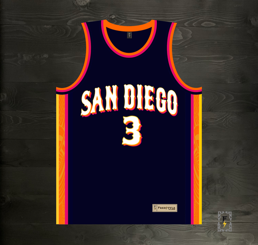 A-120m #3 Navy Orange White Pink Basketball Jersey - MADE TO ORDER