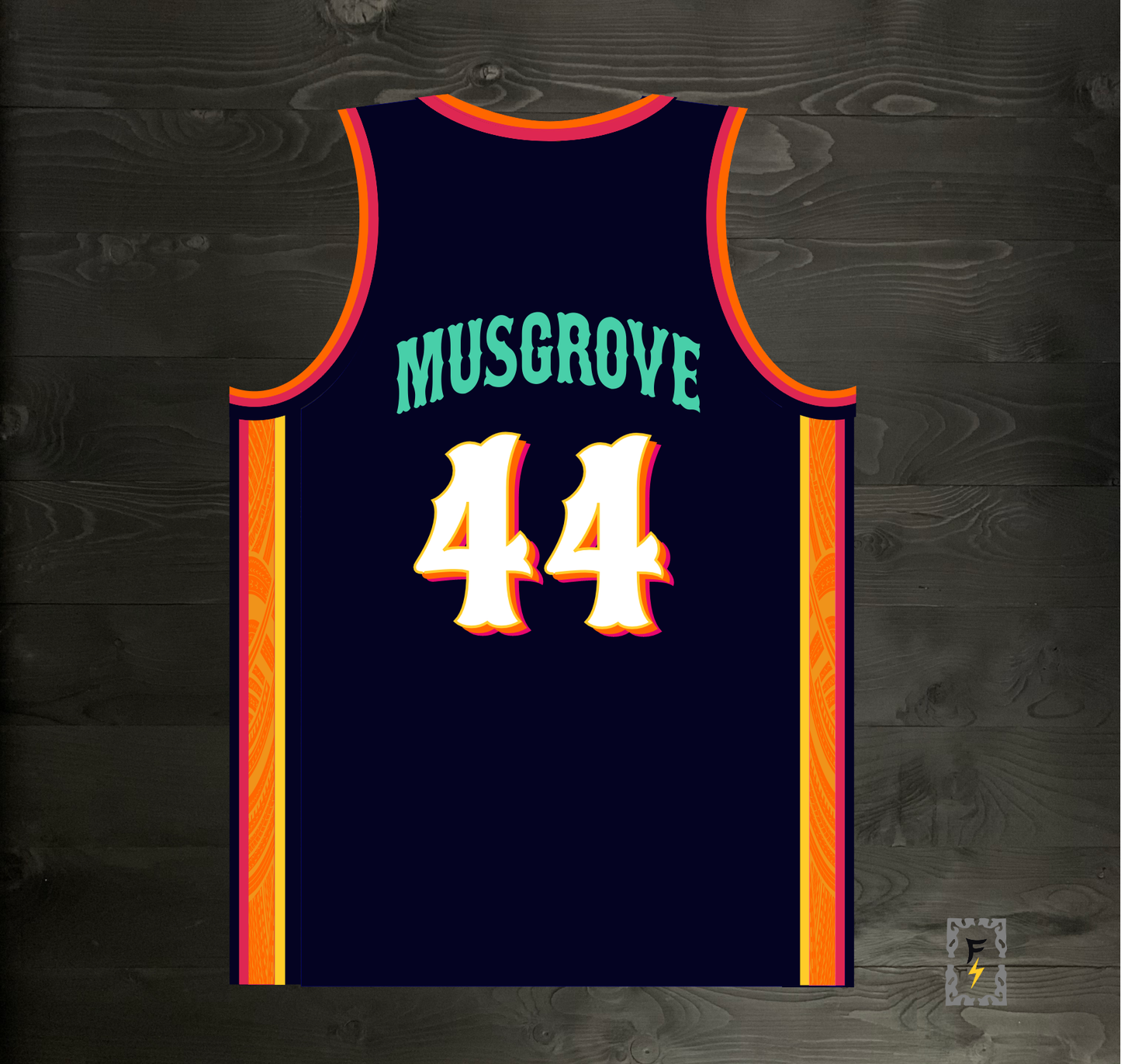 A-120m #44 Navy Orange White Pink Basketball Jersey - MADE TO ORDER
