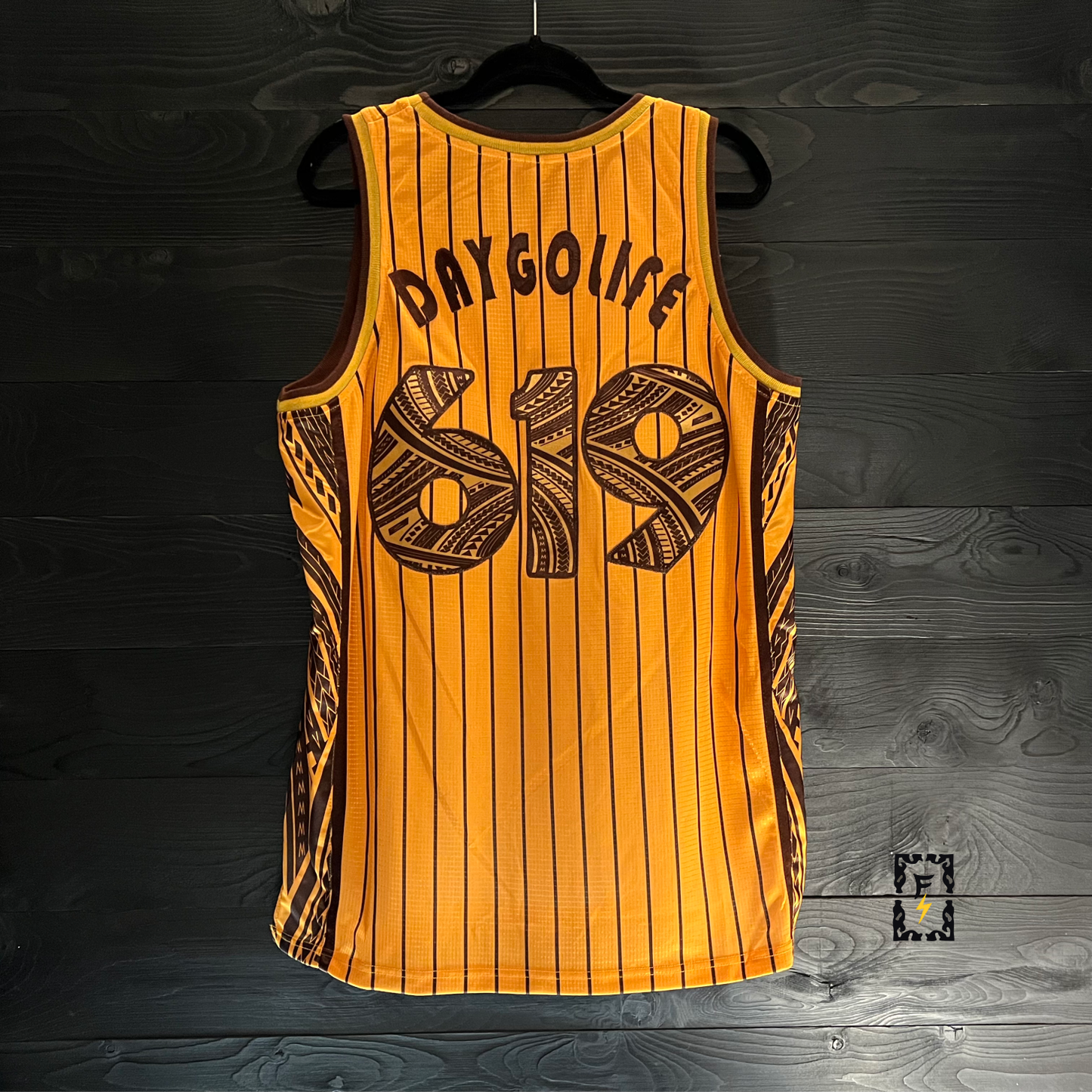 A-014a #619 DAYGOLIFE Yellow Brown Pinstripes Tribal - ALL SIZES