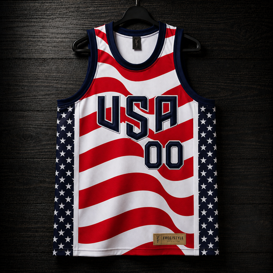 F-900m CUSTOM Name and #USA Inspired Basketball Jersey - MADE TO ORDER