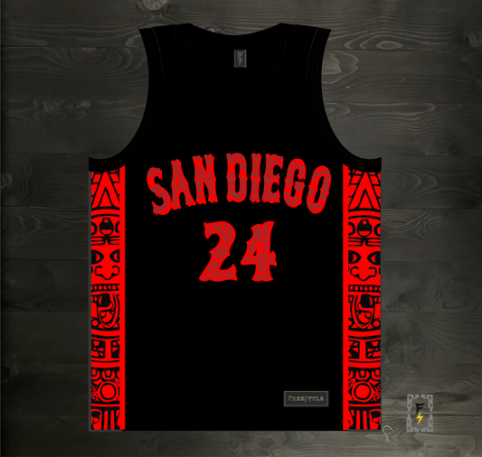 C-013m GWYNN #24 AZTECS Black Hieroglyphics - MADE TO ORDER