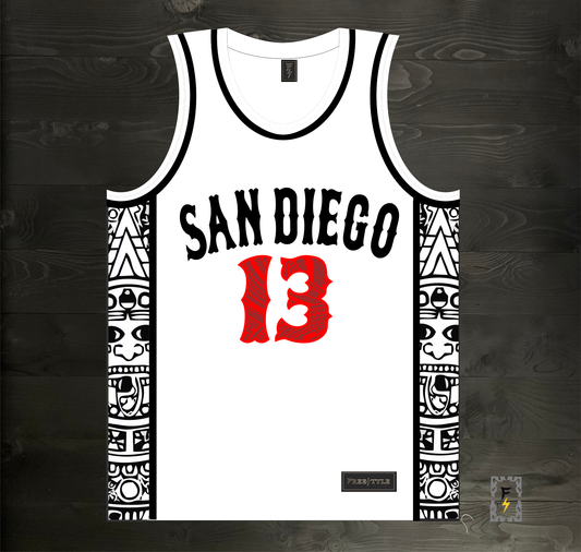 C-014m LeDEE #13 AZTECS White Hieroglyphics - MADE TO ORDER