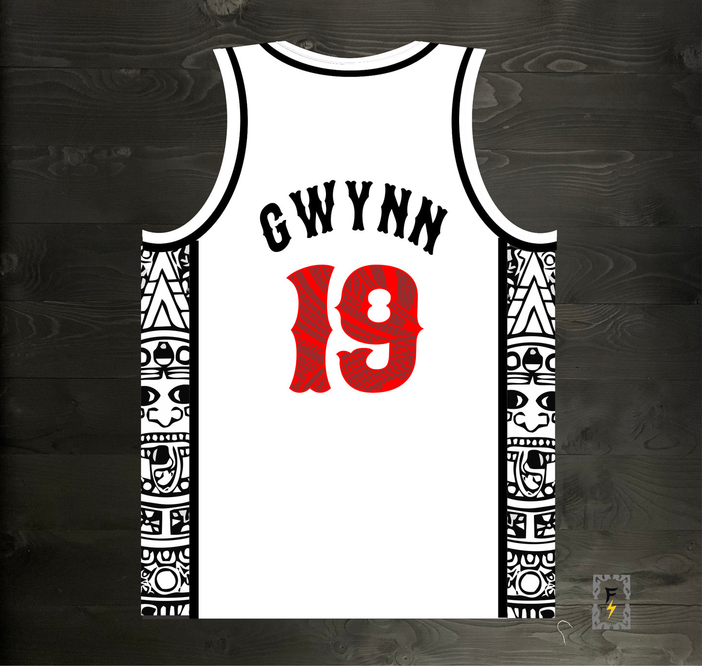 C-014m GWYNN #19 AZTECS White Hieroglyphics - MADE TO ORDER