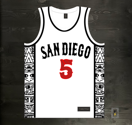 C-014m BUTLER #5 AZTECS White Hieroglyphics - MADE TO ORDER