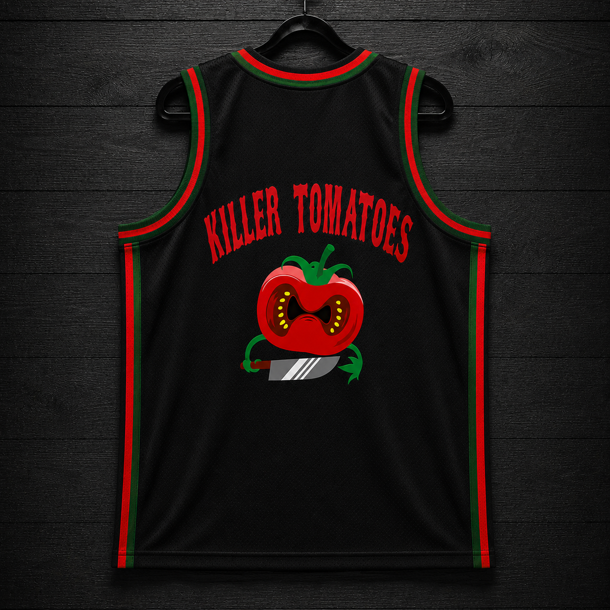 V-100m Attack of the Killer Tomatoes Black Basketball Jersey - PRE-ORDER
