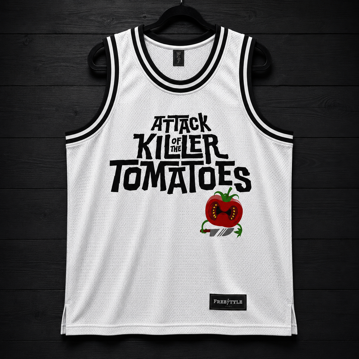 V-104m Attack of the Killer Tomatoes White Basketball Jersey - PRE-ORDER