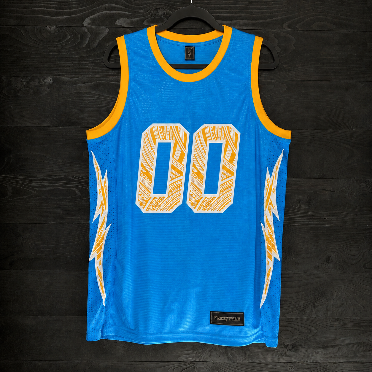 B-001m CUSTOM Name and # Powder White Yellow Gold Tribal Basketball Jersey - MADE TO ORDER