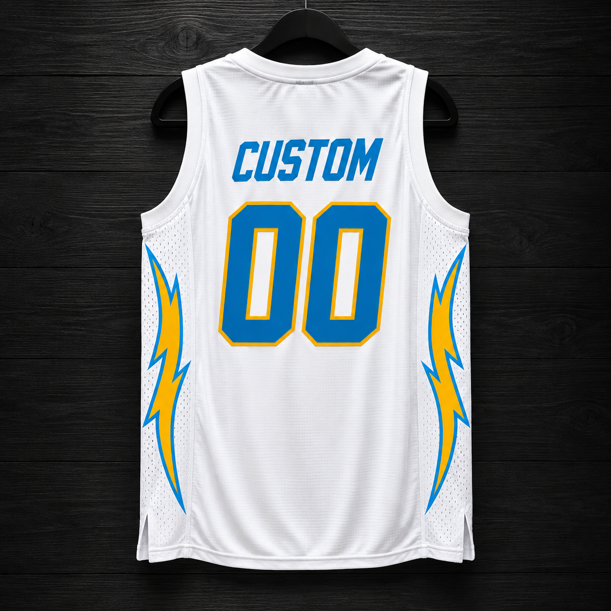 B-010m CUSTOM Name and # White Powder Yellow Gold Basketball Jersey - MADE TO ORDER