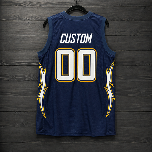 B-031m CUSTOM Name and # Navy White Yellow Gold Basketball Jersey - MADE TO ORDER